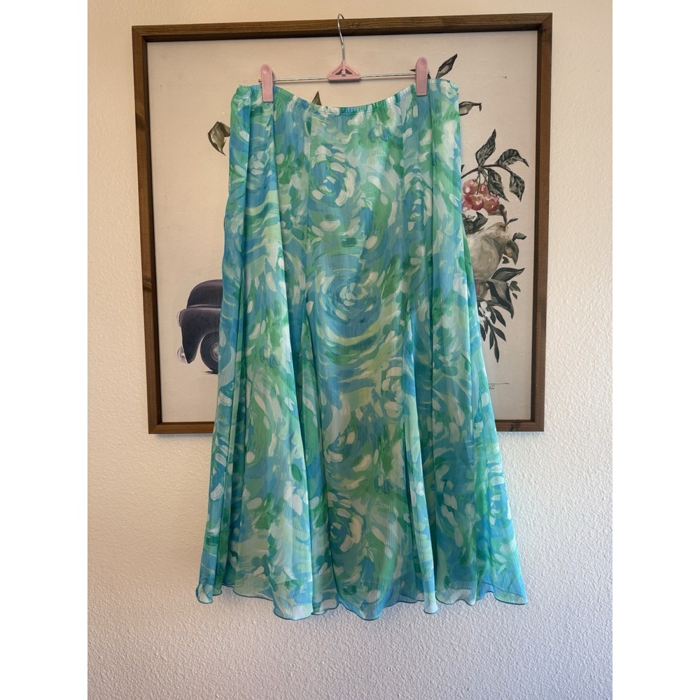 Y2K Floral Summer Skirt With Ruffle Blue L Romantic Cottagecore Ruby Rd